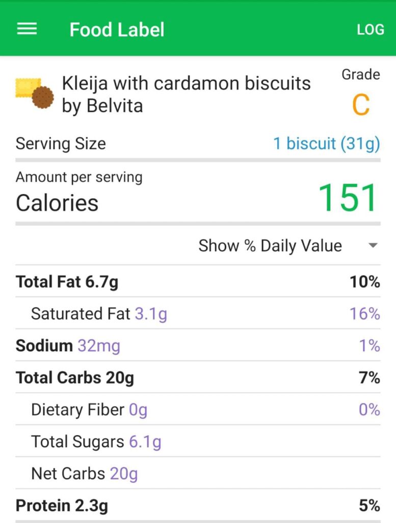 Calorie Counter app layout